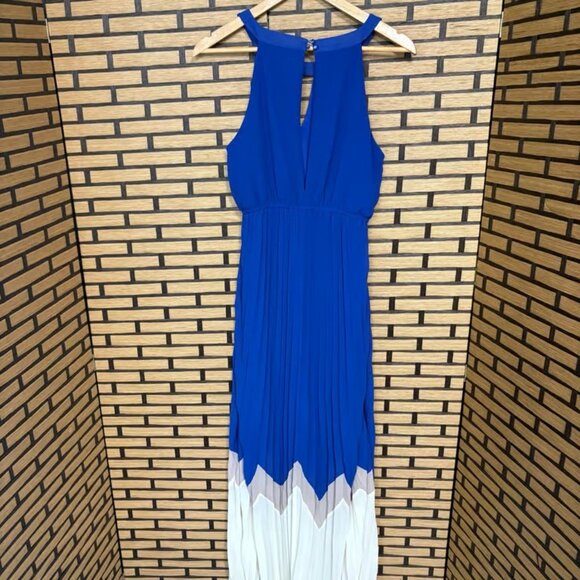 Ya Los Angeles Blue And White Pleated Maxi Dress Size Medium - Picture 2 of 7